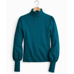 J.Crew Balloon Sleeve Ribbed Turtleneck Sweater 100% Wool Puff Sleeve | Size XXS